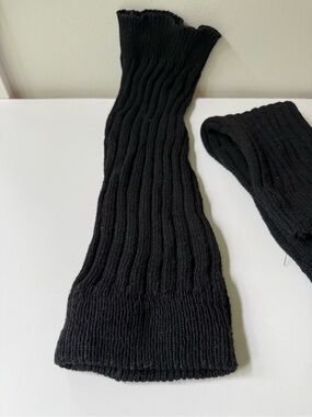 Black Ribbed Knit Arm Warmers for Women by